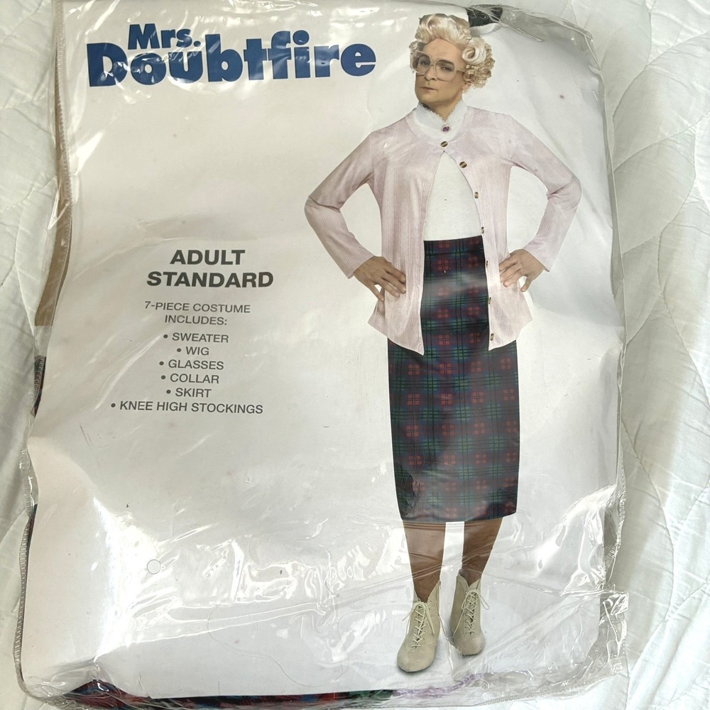 Mrs Doubtfire Halloween Costume One Size Adult Grandma Dress Up Robbin Williams